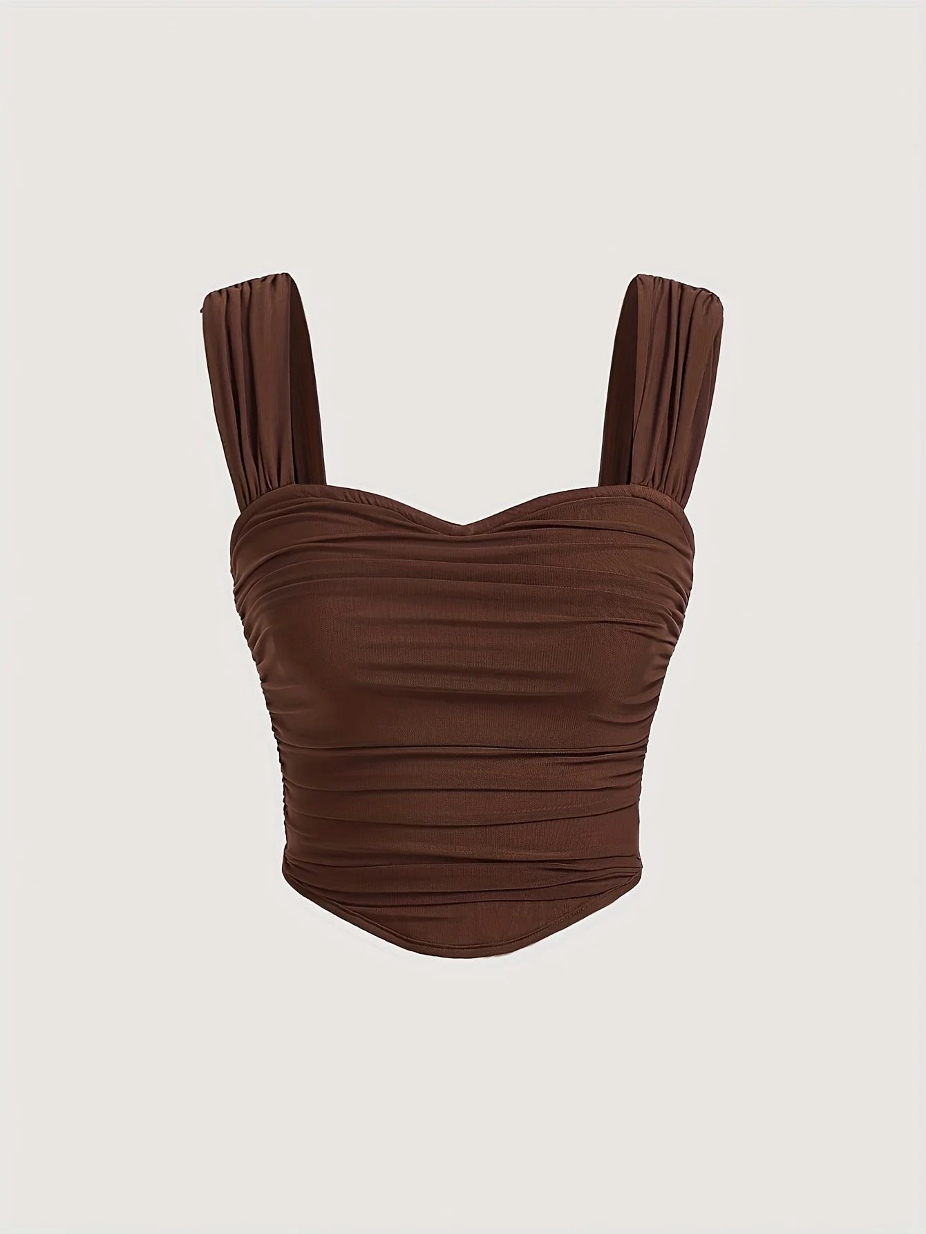A lady's brown, elegant and noble, backless, sexy solid color halter top