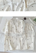 New Korean-Style Elegant Young Ladies' Pyjamas Summer New Arrival Short-Sleeved Polka Dot Bow Ice Silk Pyjama Set Homewear Set