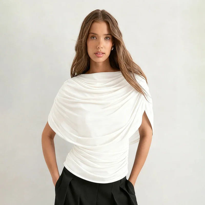 2026 Summer European and American Style Women's New Scarf Collar Draped Sleeveless Slim Top