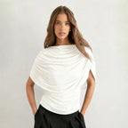 2026 Summer European and American Style Women's New Scarf Collar Draped Sleeveless Slim Top