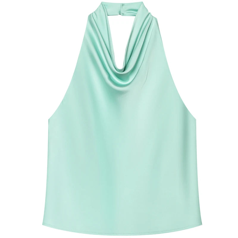 Women Halter Satin Women Tops