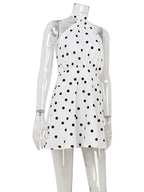 Ahagaga 2025 Summer Women's Mini Dresses Dot Halter Bandage Slim Backless Beach Style Sleeveless Skinny Female Vestidos Robes