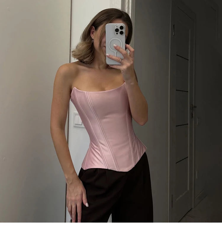 Weird Puss Sweet Cool Spicy Girl Date  Style Slim Fit Tube Top Tank Top Women Fashion Slimming Versatile Top