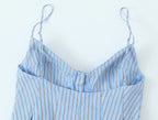 DEEABAE Korean Style Contrast Striped Vest Suspenders Summer Slim Fit Single-breasted Outer Wear Layered Top