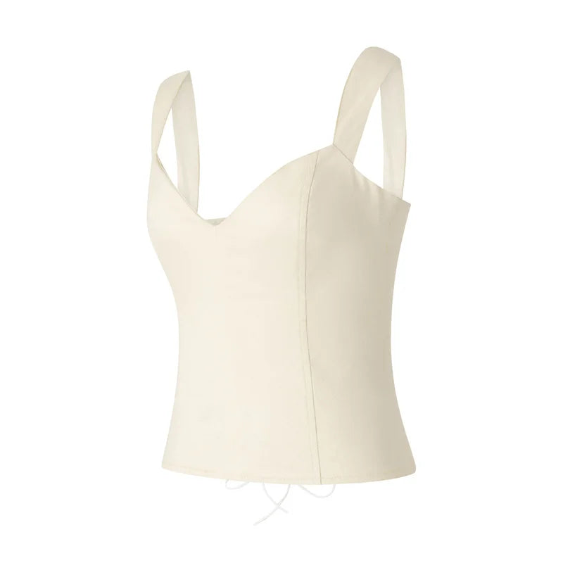 100% Cotton Corset Top Women Breathable Slim Bustier Front Zipper Double Straps Faja Moldeadora Elegant Office Daily Wear Vest