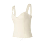 100% Cotton Corset Top Women Breathable Slim Bustier Front Zipper Double Straps Faja Moldeadora Elegant Office Daily Wear Vest