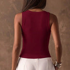 High Quality Y2K Crop Top Diamond Inlaid Cotton Sleeveless Vest Knitted Elegant Camisoles Girl