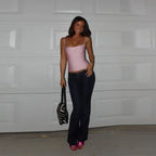 Waist-cinching Backless Back Zipper Bandage Tops Solid Color Adjustable Shoulder Strap Top Slim 2026 Sexy Party Club Outfits