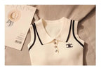 Women Summer Simplicity Office Lady Solid Color Polo Collar Knitting Tank Top Ladies Fashion All-match Trend Sleeveless Tops