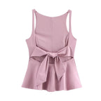 BSAY Top for Women Fashion Autumn Winter New Backless Bow Side Zip Blouse Street Clothing Vest Tank Chic Ladies Crop Tops Mujer