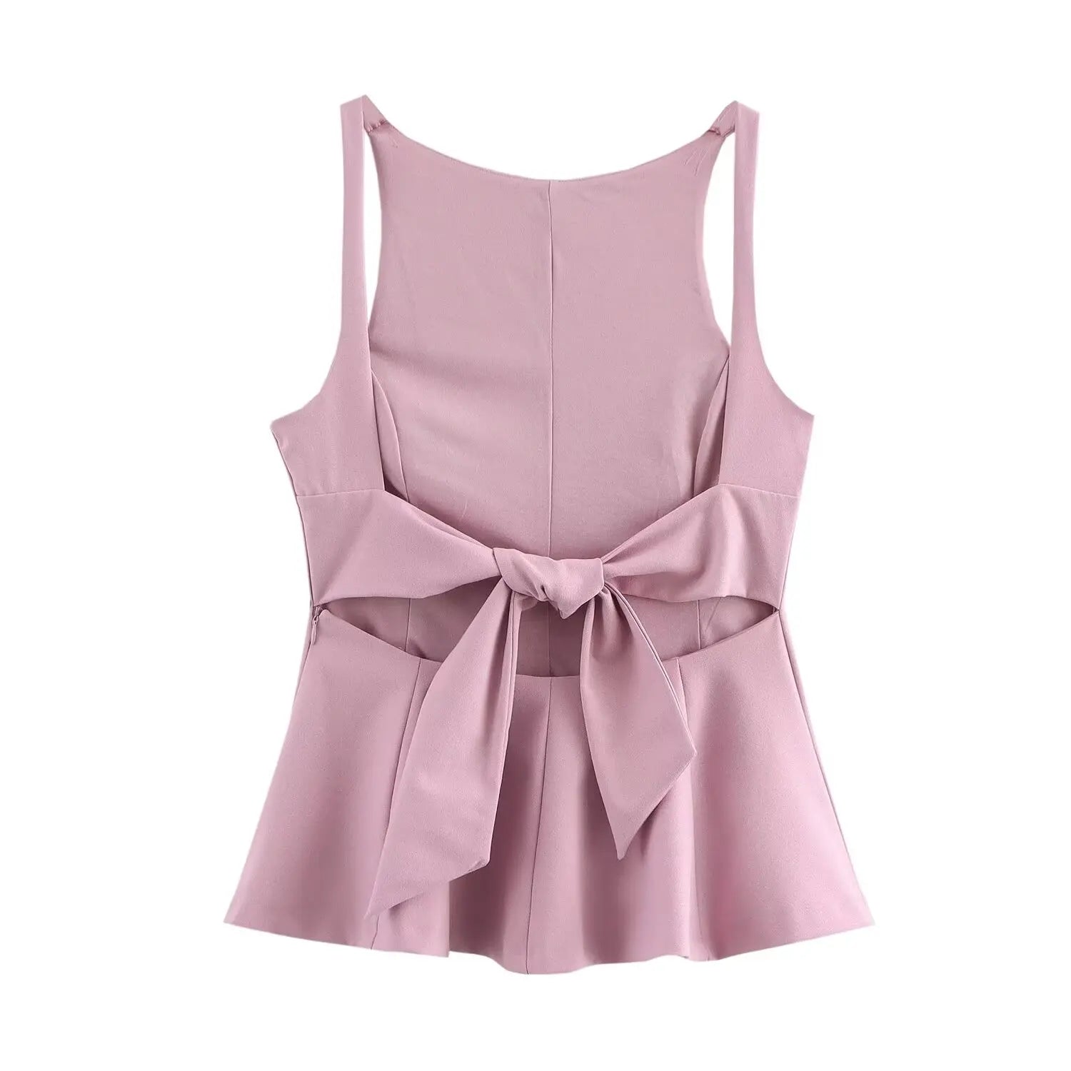 BSAY Top for Women Fashion Autumn Winter New Backless Bow Side Zip Blouse Street Clothing Vest Tank Chic Ladies Crop Tops Mujer