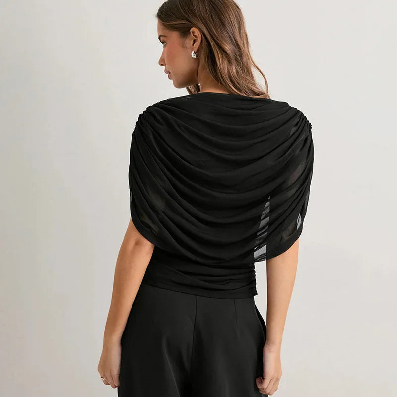 2026 Summer European and American Style Women's New Scarf Collar Draped Sleeveless Slim Top