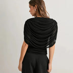 2026 Summer European and American Style Women's New Scarf Collar Draped Sleeveless Slim Top