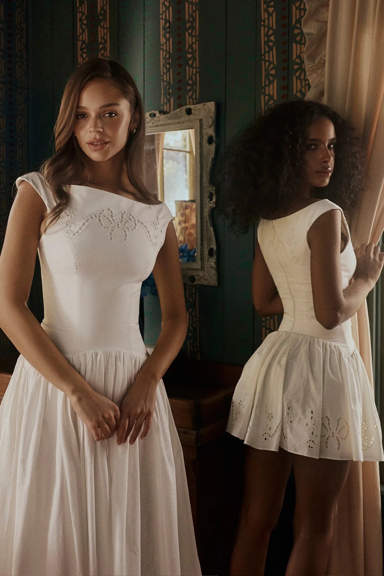 Chic Vintage White Boat Neck Dress Embroidered Cap Sleeve Cutwork Hem High Waist Flowy A-line Gown 2026 New Evening Party Outfit