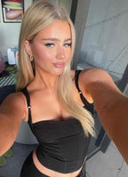Boho Inspired black Stretchy comfy corset top Adjustable straps Bodycon fit summer Camis tops new sexy women tank tops Y2k tops