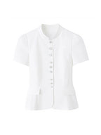 TFMLN Women's Striped Shirt Chic Short Sleeve High Street Commuting Style Slim Fit Fashion Ladies Short Sleeve Tops Summer New