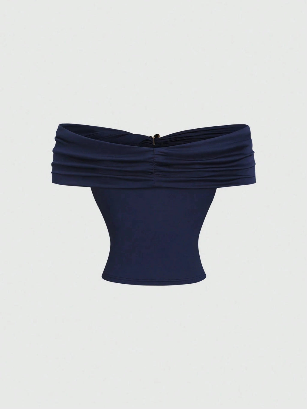 Women's Sexy Off-Shoulder Pleating Metal Buckle Decor Crop Top Casual Slim Fit Strapless Solid Color Top Summer 2026