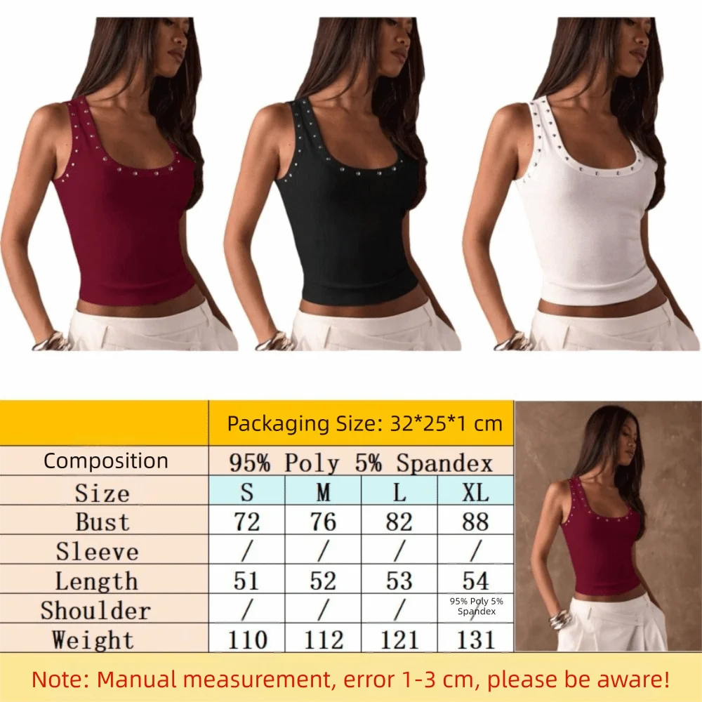 High Quality Y2K Crop Top Diamond Inlaid Cotton Sleeveless Vest Knitted Elegant Camisoles Girl