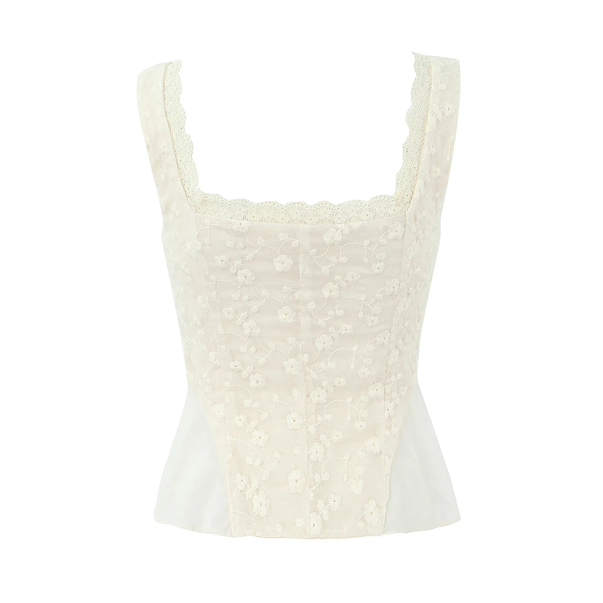 2024 Apricot Spliced Lace Bow Ruched Chest Embroidery Sexy Corset Women Summer Tank Tops Pleated Slim Through Buttons Crop Top