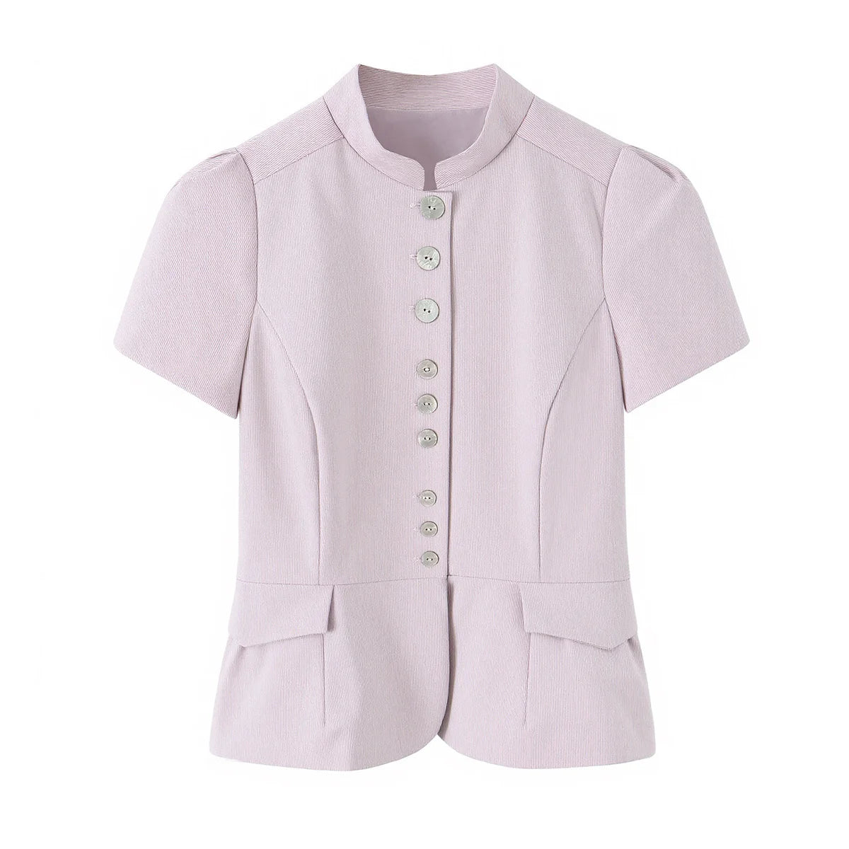TFMLN Women's Striped Shirt Chic Short Sleeve High Street Commuting Style Slim Fit Fashion Ladies Short Sleeve Tops Summer New
