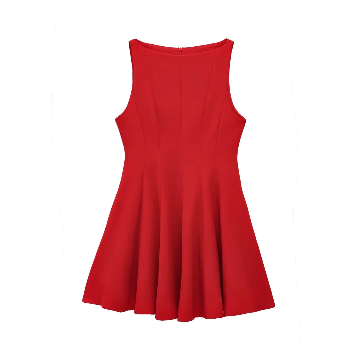 HH Women Summer Sexy Sleeveless Solid Casual Mini Dress Female Vintage Chic High Street Slim Rear Zipper Pleated Dress