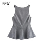 BSAY Top for Women Fashion Autumn Winter New Backless Bow Side Zip Blouse Street Clothing Vest Tank Chic Ladies Crop Tops Mujer
