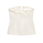 HXAO Tops For Women Strapless Off White Crop Top Woman Summer Corset Tube Tops Sexys Backless Tank Top Sleeveless Solid Tops