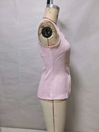 Gold Single-Button Sleeveless Knitted Vest Top Cross-Border Style Elegant Commute Fashion for Women in 2026 Spring Season