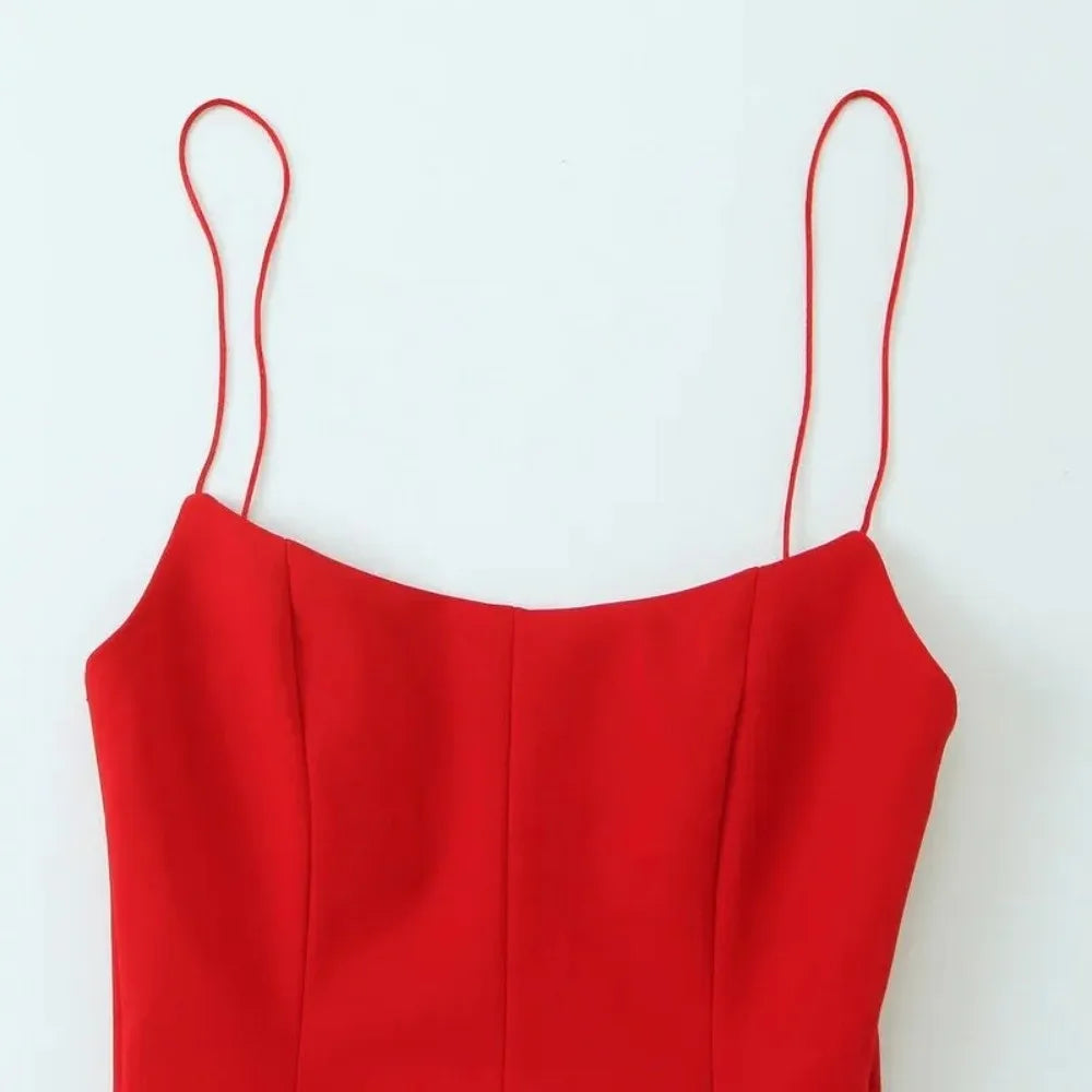 Y2K Slim Fit Crop Top Sleeveless Solid Color Camisole Top Elastic Flared Hem Open Back Top Women Spring Summer Streetwear