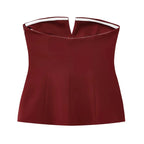 HXAO Tops For Women Strapless Off White Crop Top Woman Summer Corset Tube Tops Sexys Backless Tank Top Sleeveless Solid Tops