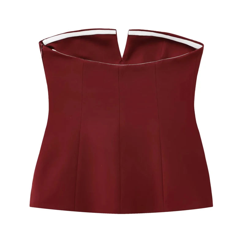 HXAO Tops For Women Strapless Off White Crop Top Woman Summer Corset Tube Tops Sexys Backless Tank Top Sleeveless Solid Tops