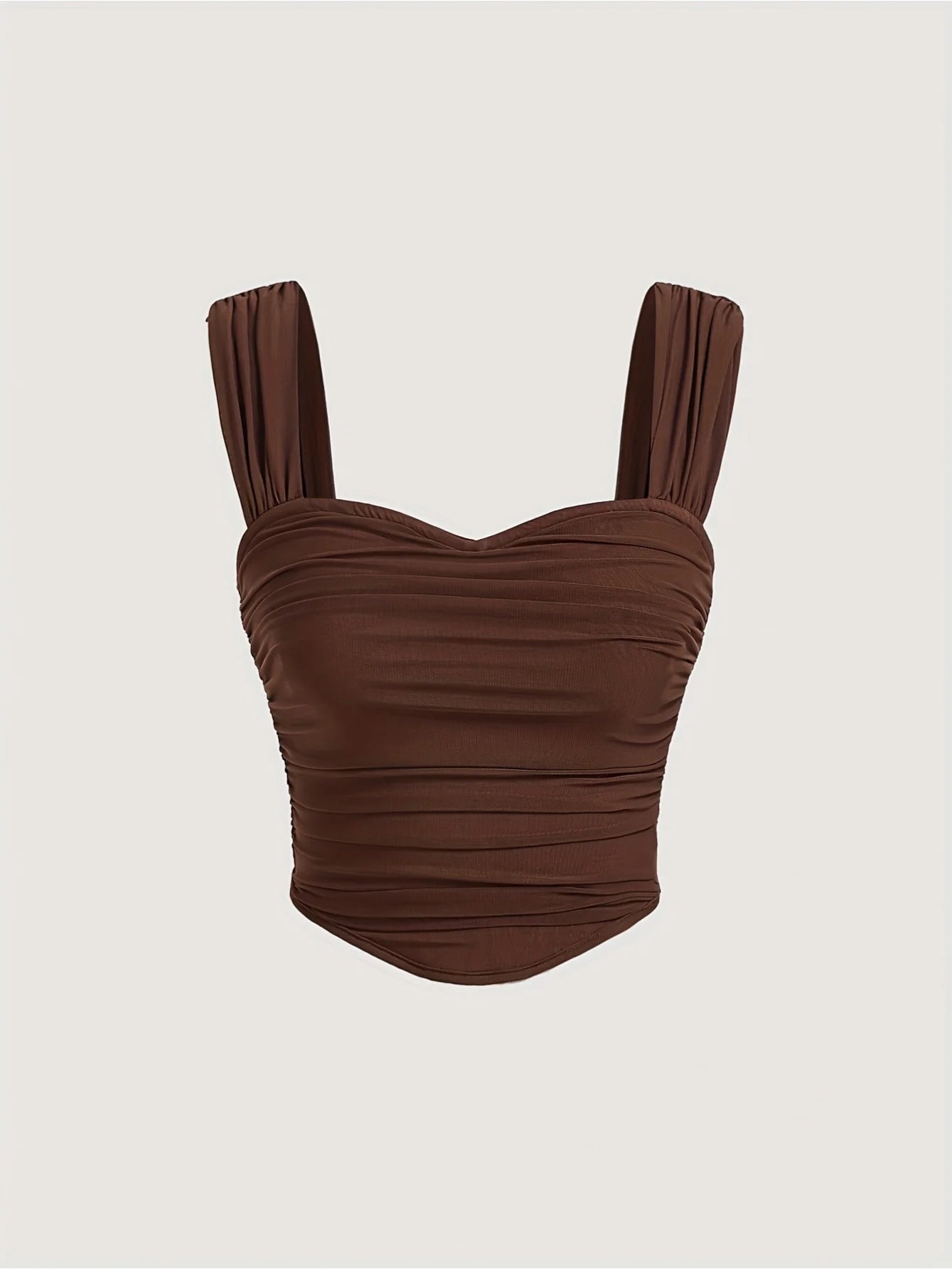 A lady's brown, elegant and noble, backless, sexy solid color halter top