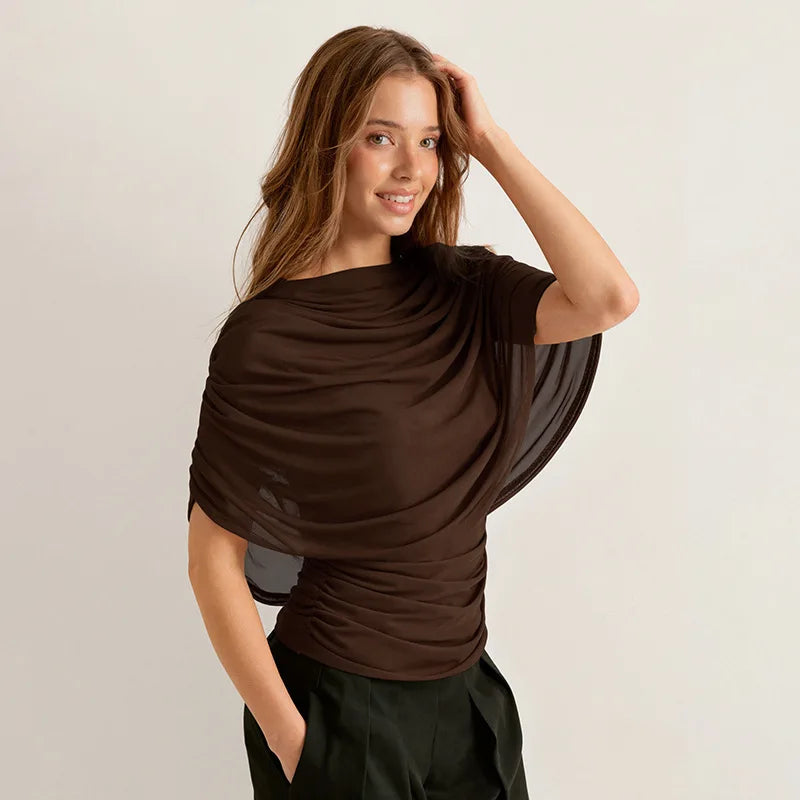 2026 Summer European and American Style Women's New Scarf Collar Draped Sleeveless Slim Top