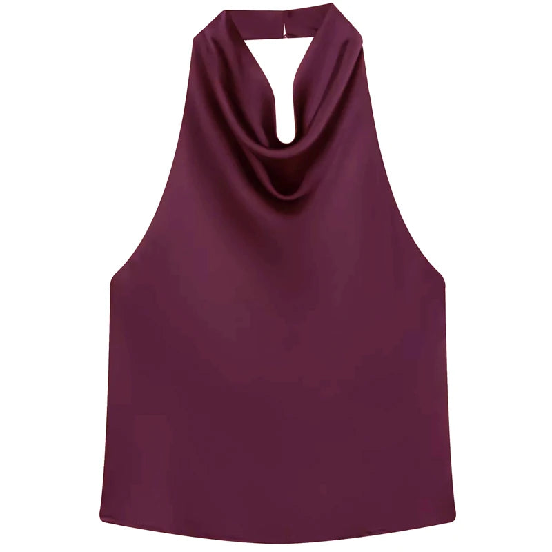 Women Halter Satin Women Tops