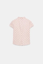 Summer New Women's Casual Style Short Sleeve Zhongshan Collar Polka Dot Slit Top Skin-friendly Breathable Polyester Fiber