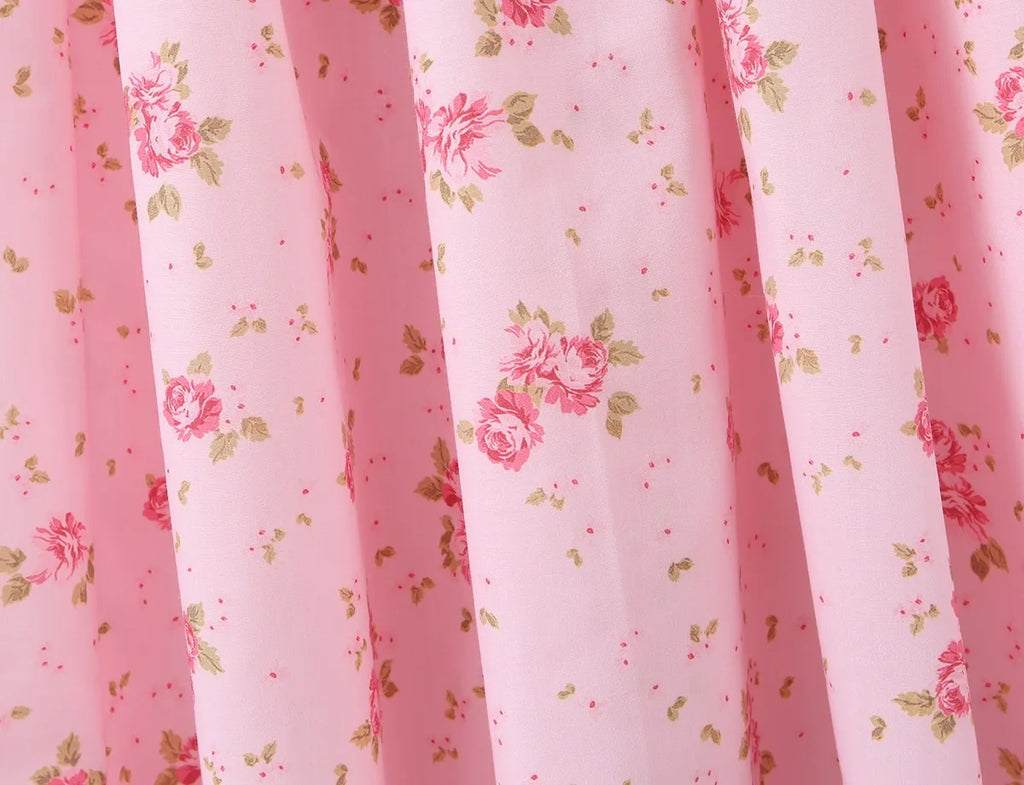 Summer New Gentle Sweet Floral Long Dress Vacation Style Wrap Waist Strapless Cotton Polyester Gown High Waist Maxi Dress