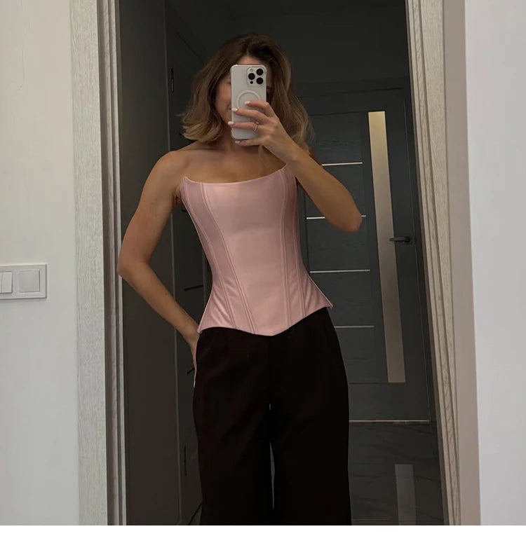 Weird Puss Sweet Cool Spicy Girl Date  Style Slim Fit Tube Top Tank Top Women Fashion Slimming Versatile Top