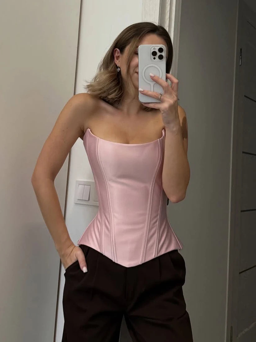 Weird Puss Sweet Cool Spicy Girl Date  Style Slim Fit Tube Top Tank Top Women Fashion Slimming Versatile Top