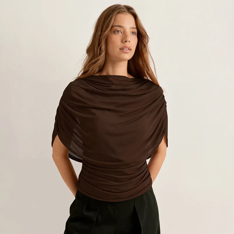 2026 Summer European and American Style Women's New Scarf Collar Draped Sleeveless Slim Top