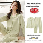 Spring Autumn Loose Long Sleeve Sleepwear Thin Home Clothes Set for Women Cotton Comfortable Home Suit Large Size Options