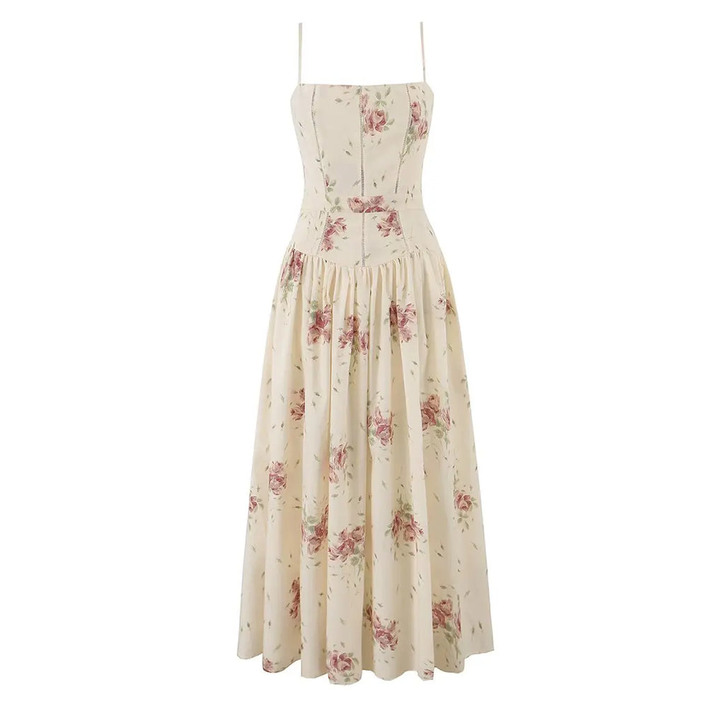 YENKYE Sexy Spaghetti Straps Floral Print Long Dress For Women Summer Boho Vacation Party Dresses Maxi Sundress