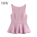 BSAY Top for Women Fashion Autumn Winter New Backless Bow Side Zip Blouse Street Clothing Vest Tank Chic Ladies Crop Tops Mujer