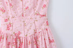 Summer New Gentle Sweet Floral Long Dress Vacation Style Wrap Waist Strapless Cotton Polyester Gown High Waist Maxi Dress
