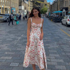 Sexy Pink Corset Midi Sun Dress Women's Lace Up Slit Dresses Female Bandage Sundress White Black Blue Yellow Red 2025 Summer New
