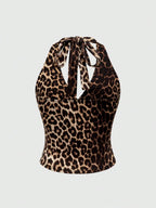 European and American spring, summer and autumn hot-selling leopard print casual large size neck vest