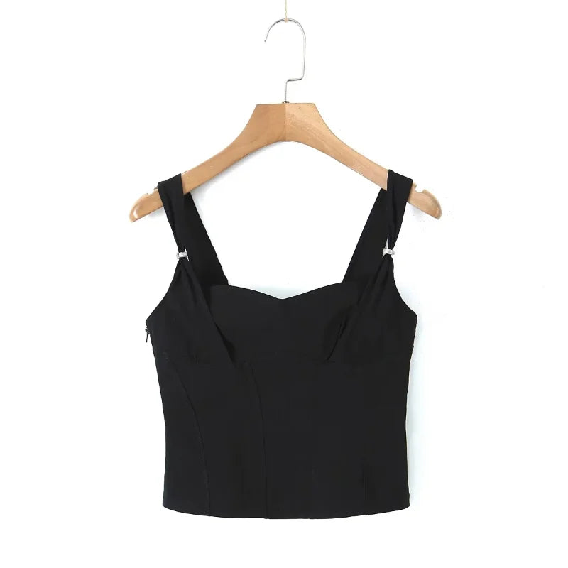 Boho Inspired black Stretchy comfy corset top Adjustable straps Bodycon fit summer Camis tops new sexy women tank tops Y2k tops