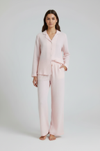 Cotton Lapel Pajama Set for Women Thin Plus Size 3xl Long Sleeved Long Pants Home Wear Clothes Solid Color Conjunto Femenino