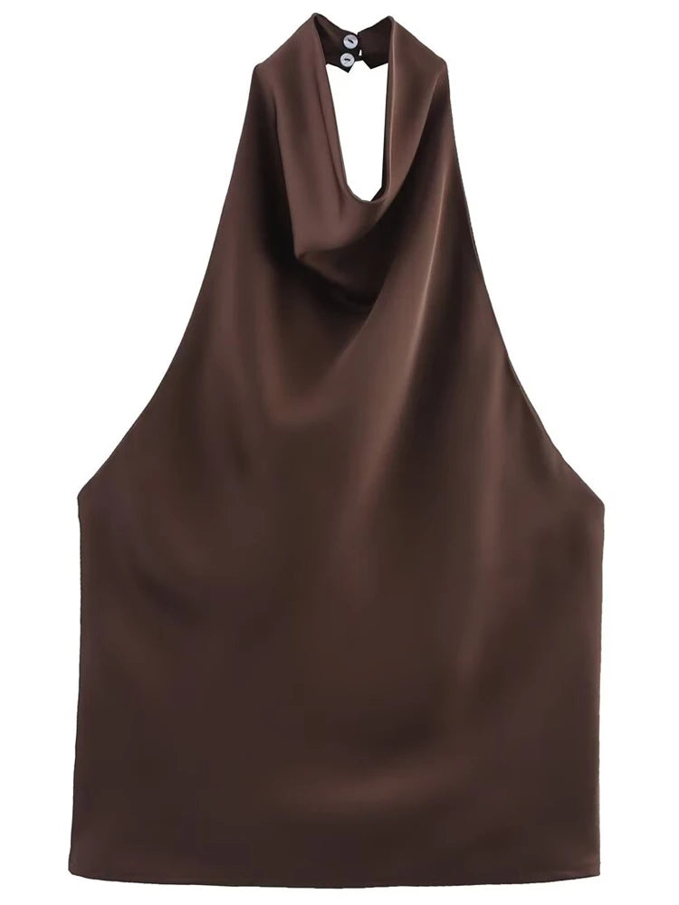 Women Halter Satin Women Tops