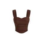A lady's brown, elegant and noble, backless, sexy solid color halter top