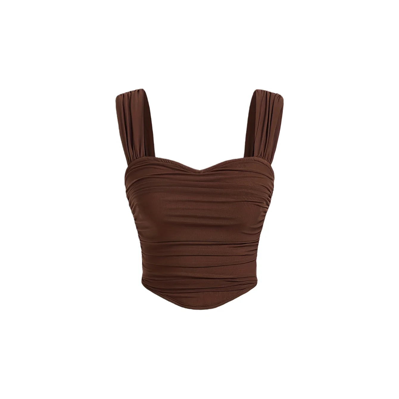 A lady's brown, elegant and noble, backless, sexy solid color halter top
